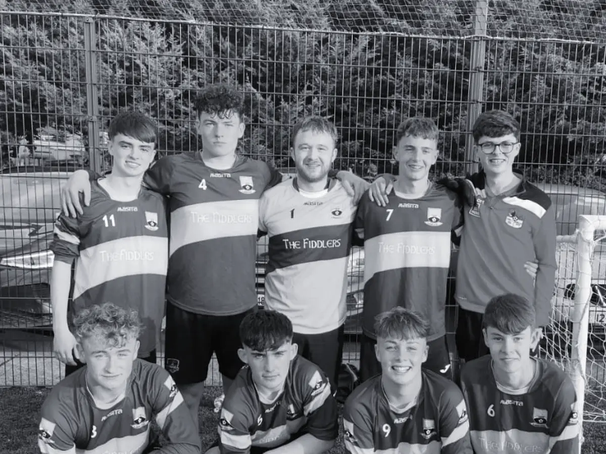 Clowown Rovers, the first Athlone's Finest champions, line up for their team photo in 2023