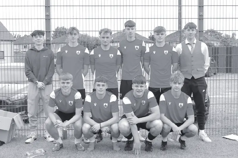 Longford FC team photo in red kit at the 2025 tournament